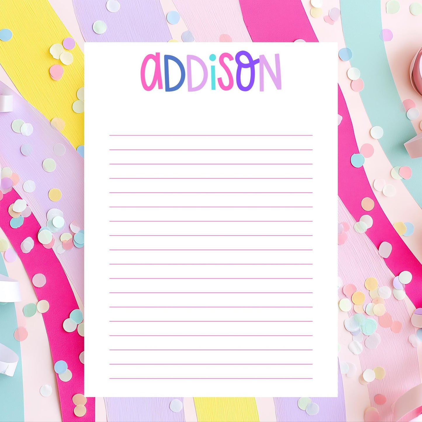 Personalized Notepad Kids – Custom Name Pink Purple 50 Sheets by The Saltwater Press