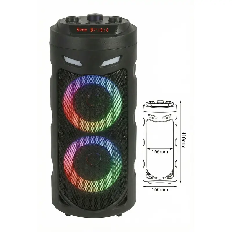 Portable Bluetooth 5.0 Party Speaker with Sub Woofer Heavy Bass Sound System MIC LED Lighting USB FM Radio Karaoke Input Adjustable Strap for Outdoor Use TWS Function Fast Delivery