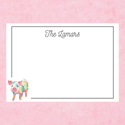 Personalized Pig Notecard by The Saltwater Press
