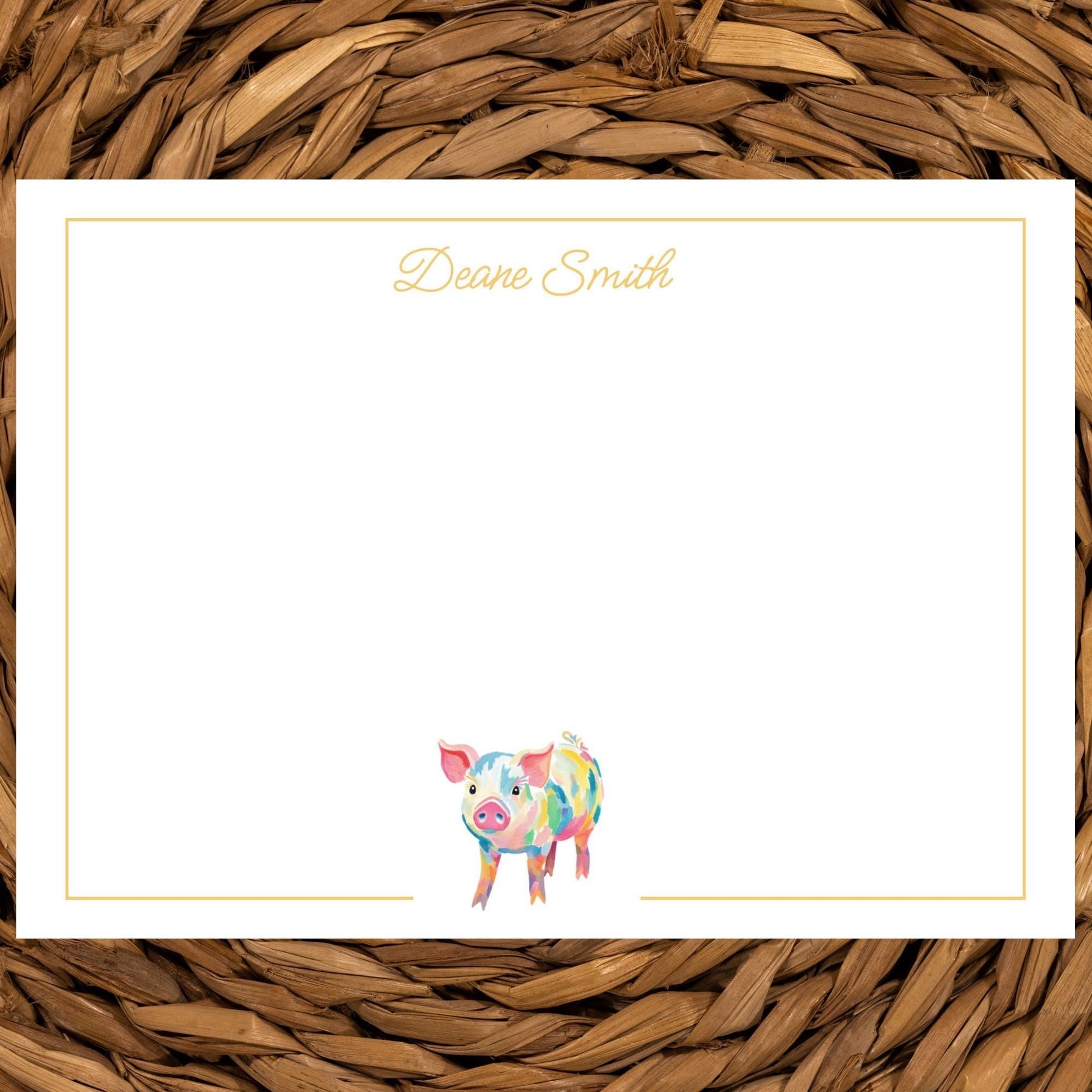 Personalized Pig Notecard by The Saltwater Press