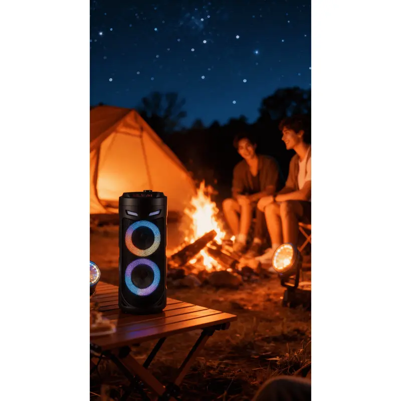 Portable Bluetooth 5.0 Party Speaker with Sub Woofer Heavy Bass Sound System MIC LED Lighting USB FM Radio Karaoke Input Adjustable Strap for Outdoor Use TWS Function Fast Delivery