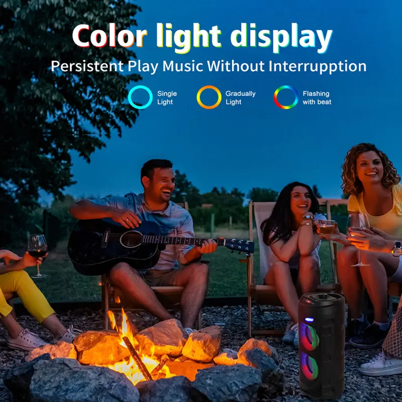 Portable Bluetooth 5.0 Party Speaker with Sub Woofer Heavy Bass Sound System MIC LED Lighting USB FM Radio Karaoke Input Adjustable Strap for Outdoor Use TWS Function Fast Delivery