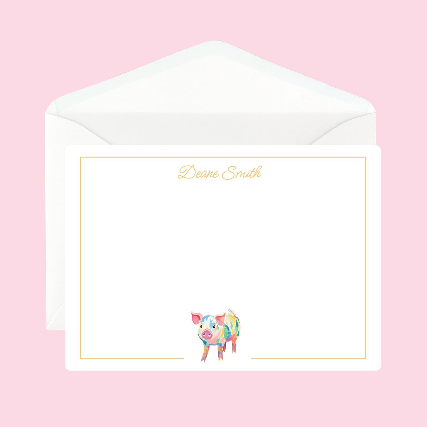 Personalized Pig Notecard by The Saltwater Press