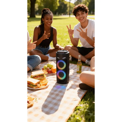 Portable Bluetooth 5.0 Party Speaker with Sub Woofer Heavy Bass Sound System MIC LED Lighting USB FM Radio Karaoke Input Adjustable Strap for Outdoor Use TWS Function Fast Delivery