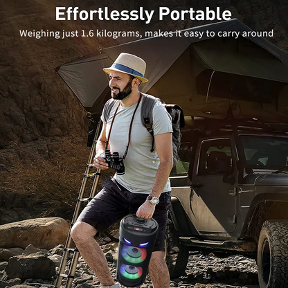 Portable Bluetooth 5.0 Party Speaker with Sub Woofer Heavy Bass Sound System MIC LED Lighting USB FM Radio Karaoke Input Adjustable Strap for Outdoor Use TWS Function Fast Delivery