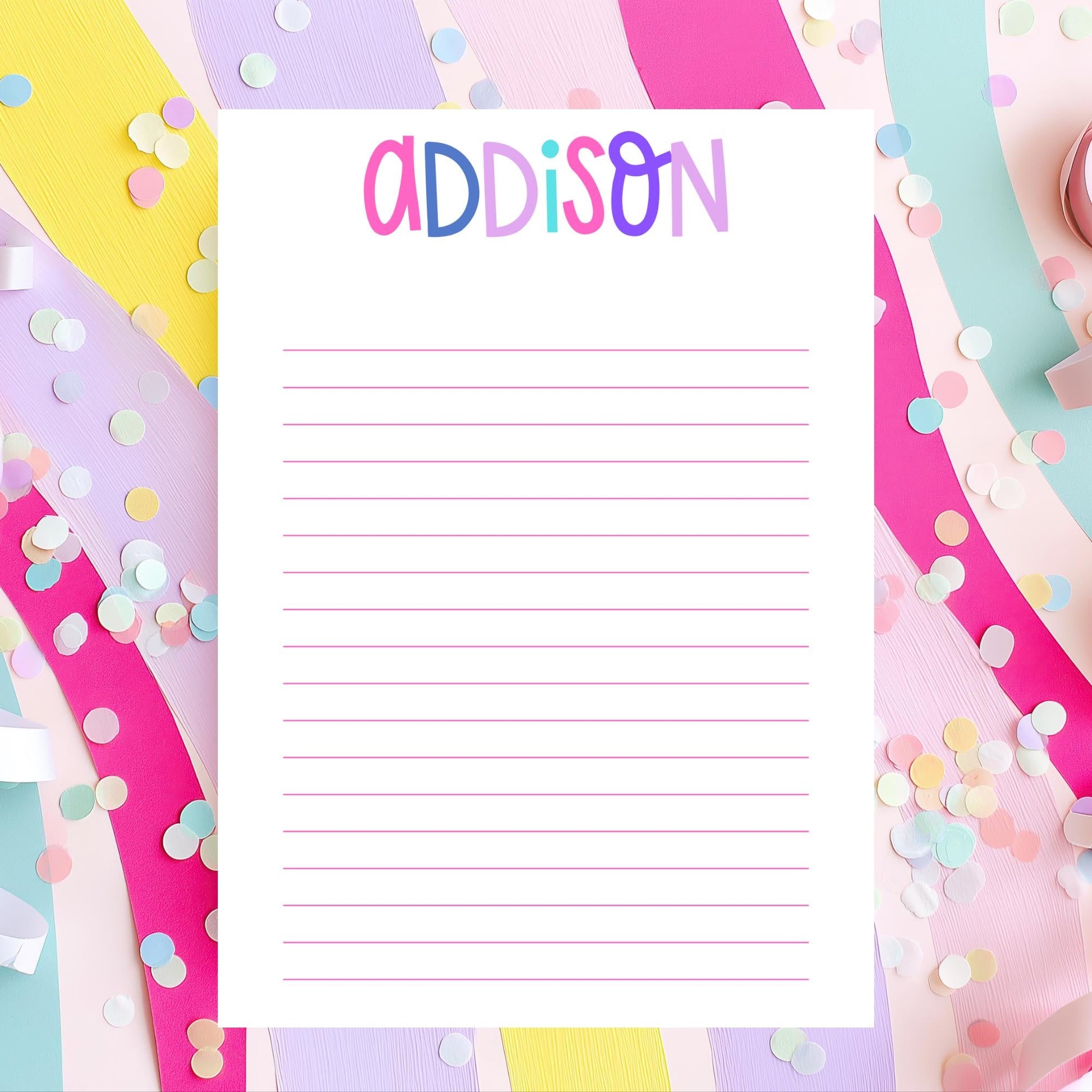 Personalized Notepad Kids – Custom Name Pink Purple 50 Sheets by The Saltwater Press