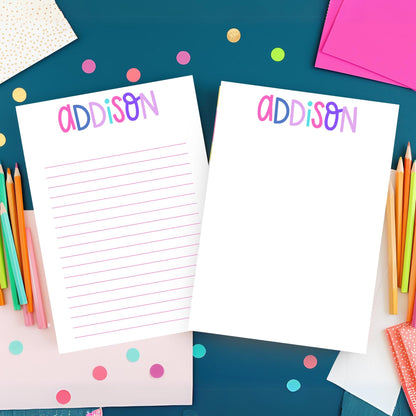 Personalized Notepad Kids – Custom Name Pink Purple 50 Sheets by The Saltwater Press